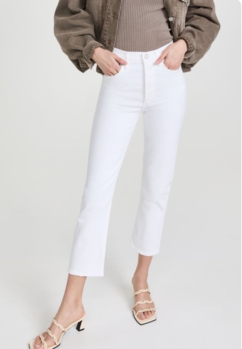 AGOLDE New Riley Crop Ankle Denim Jean in White Whip // 31